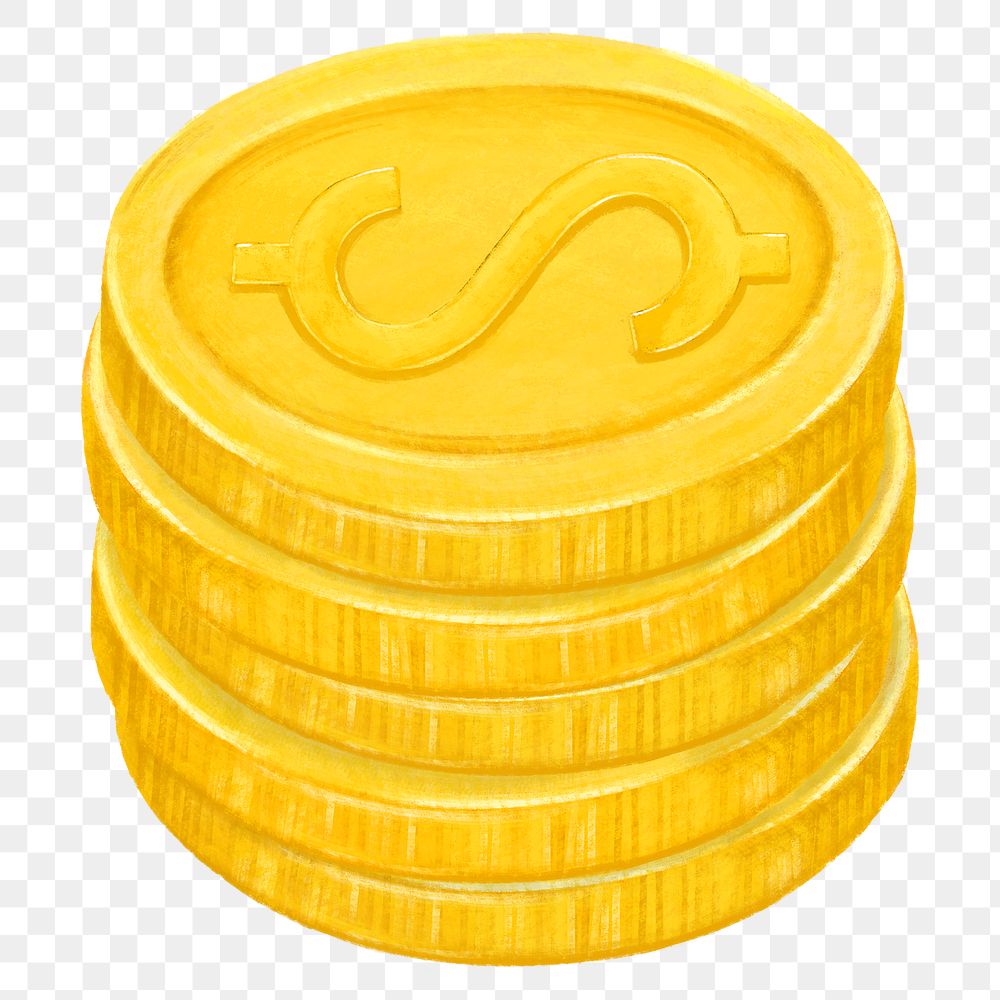 Gold stacked coin png, money & finance illustration, transparent background