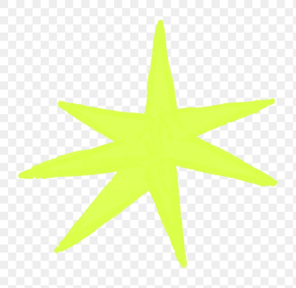 Green starburst doodle png, transparent background