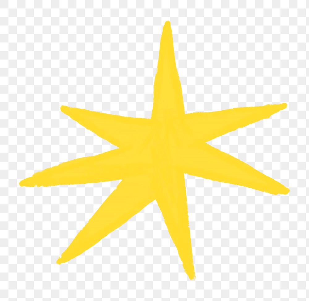 Yellow starburst doodle png, transparent background