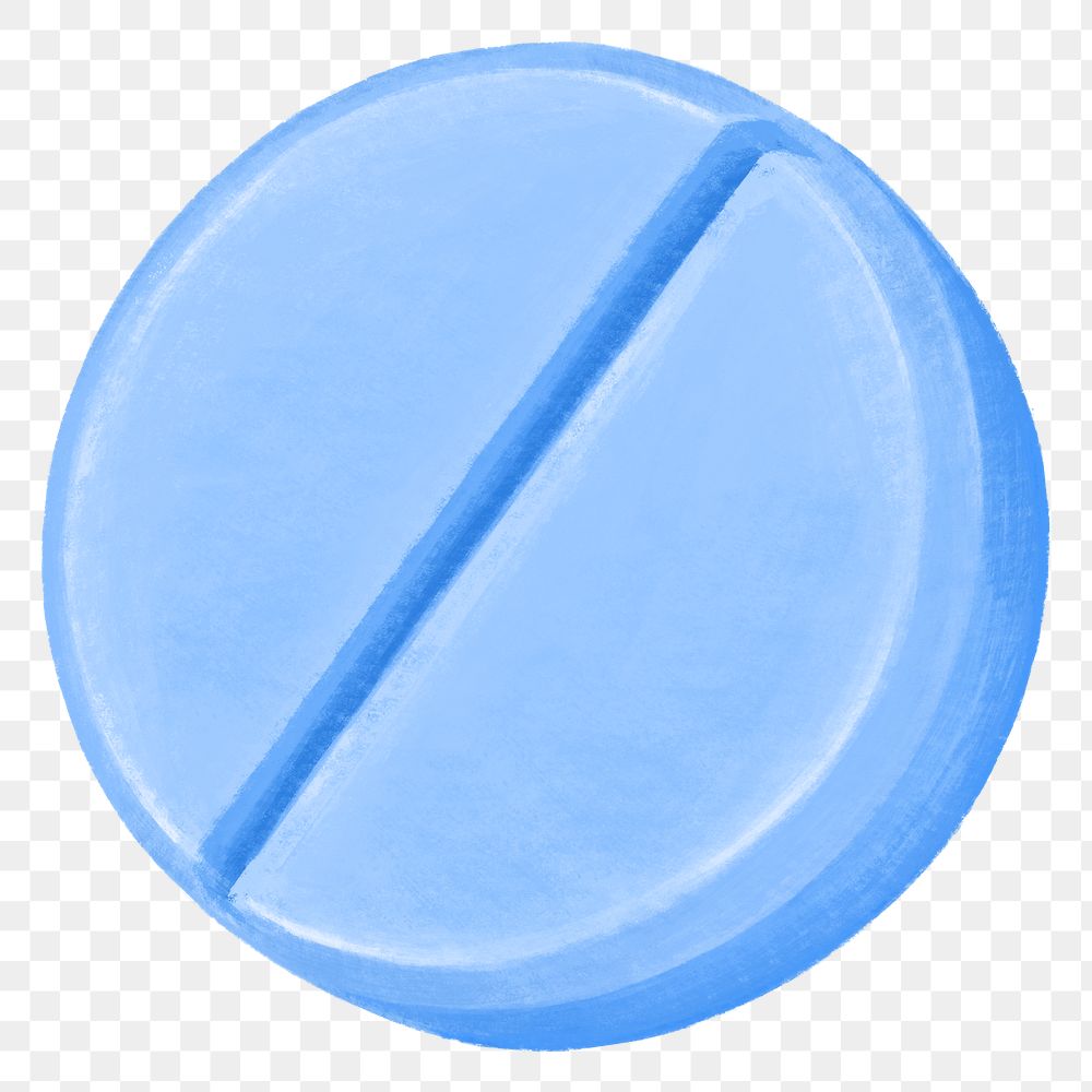 Blue medicine tablet png, transparent background