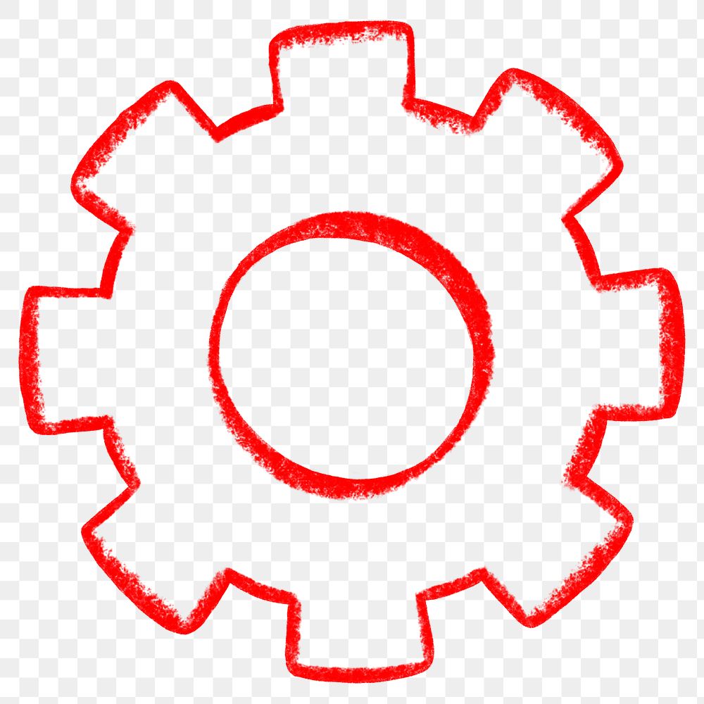 Red cogwheel png, business element graphic, transparent background