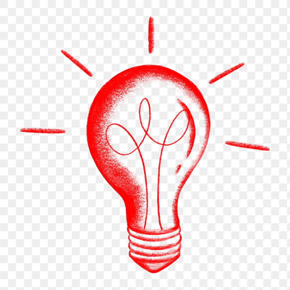 Red light bulb png, creative idea illustration, transparent background