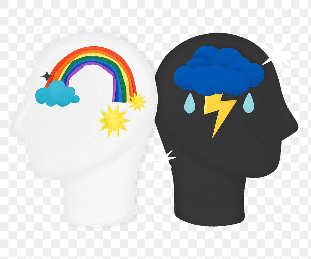Rainbow png cloud head, mental health remix, transparent background