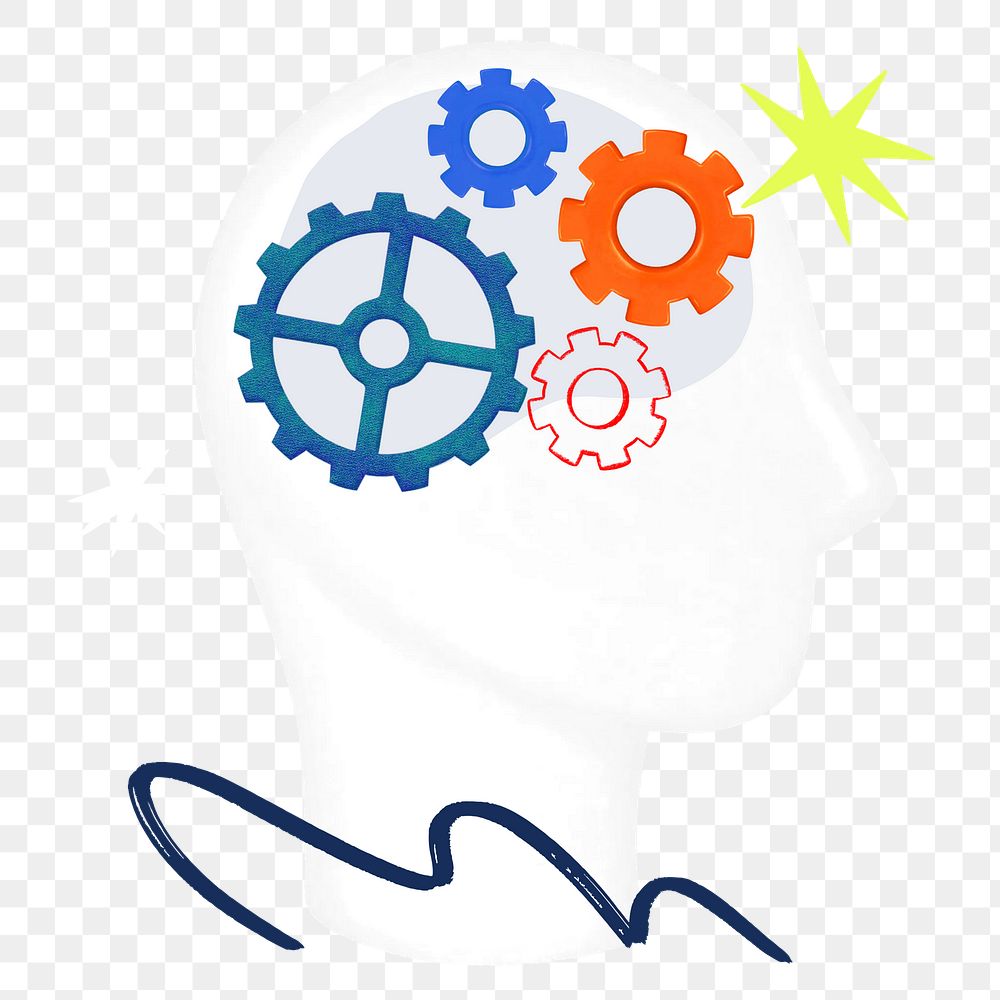 Cogwheel brain png, business remix, transparent background