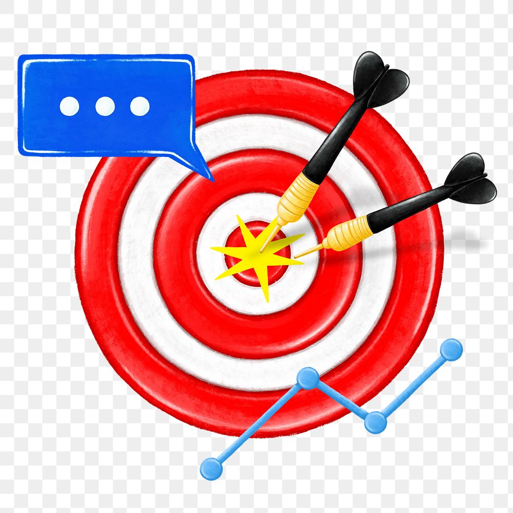 Bullseye target png, business success remix, transparent background