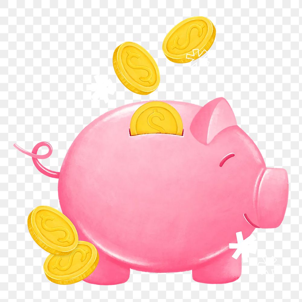 Piggy bank png, savings & finance illustration, transparent background