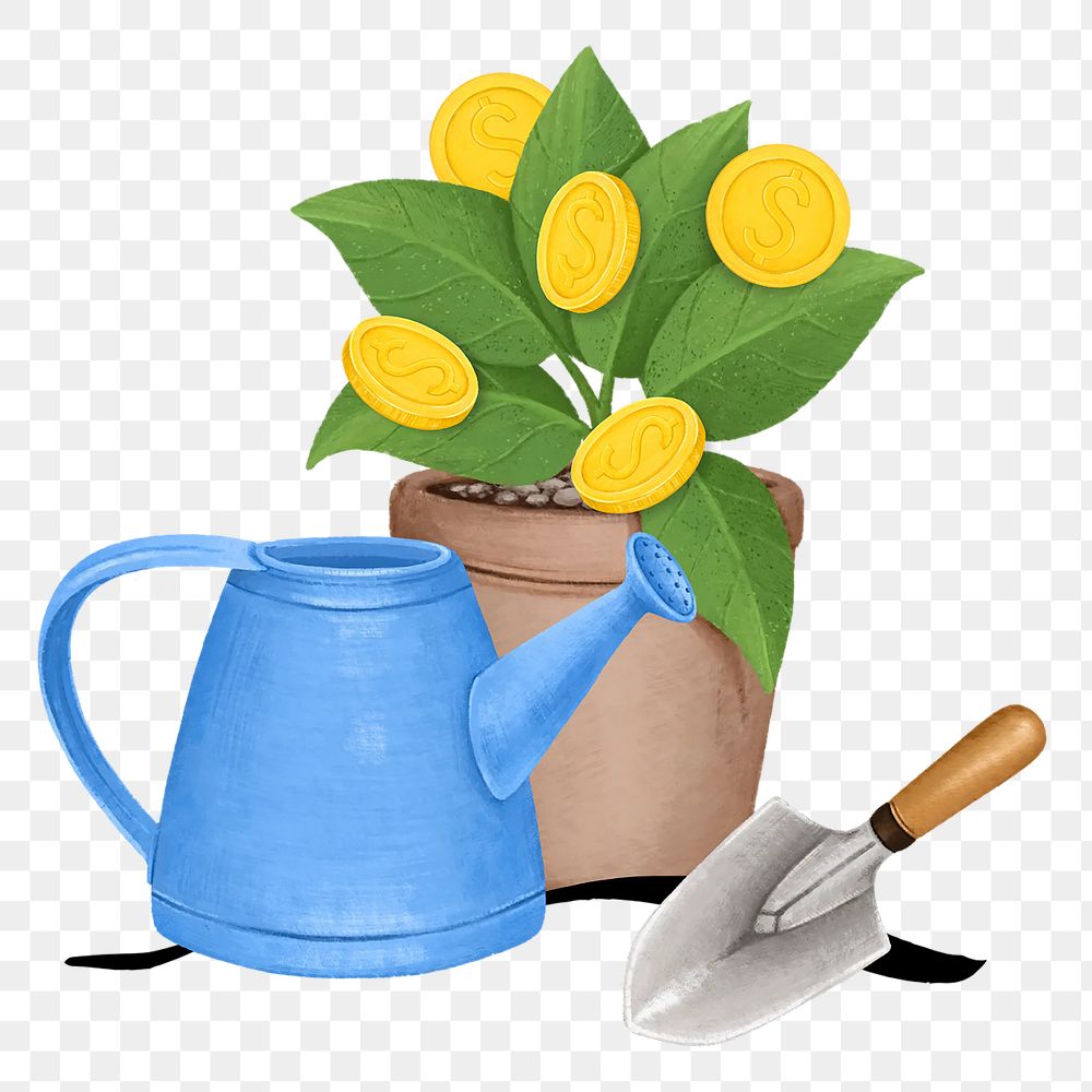 Potted money plant png, gardening hobby remix, transparent background