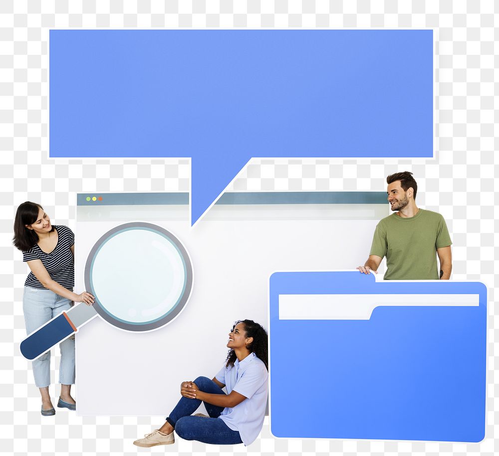 Search engine and people concept png, transparent background