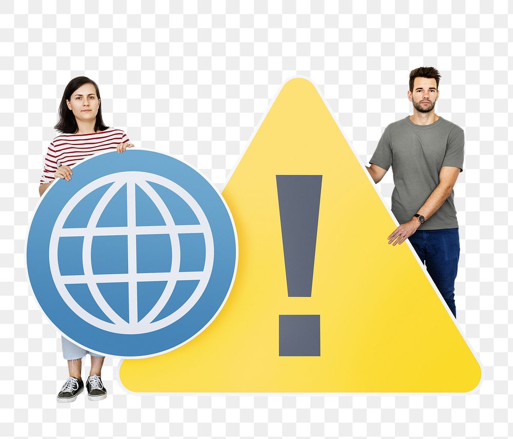 Security warning png people, transparent background