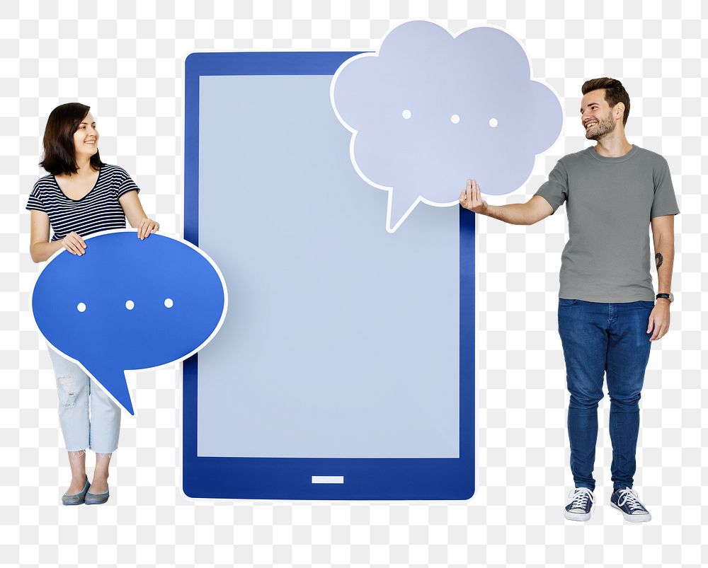 People texting png, transparent background