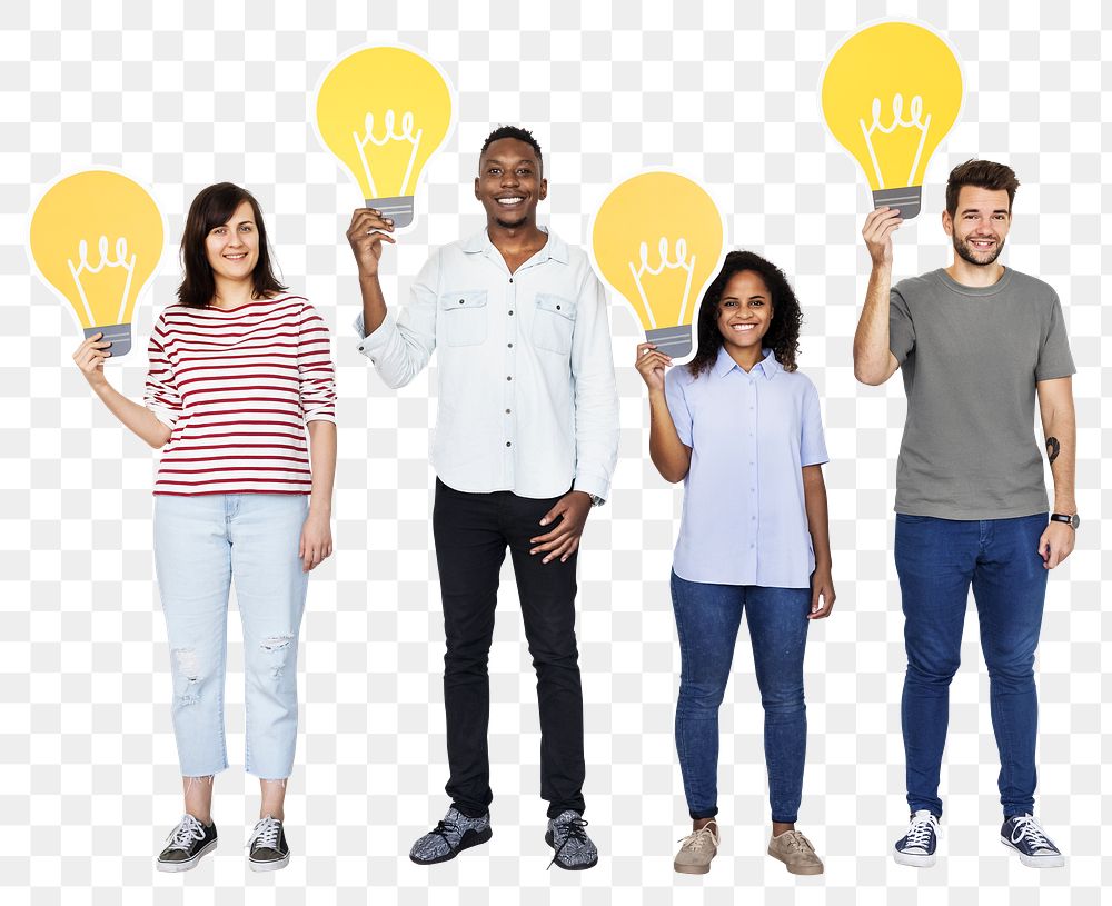 People with ideas png, transparent background