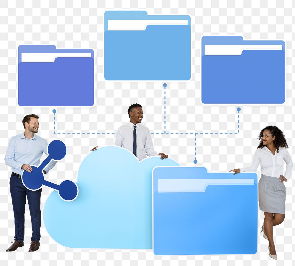 Png Business people and cloud computing icons, transparent background