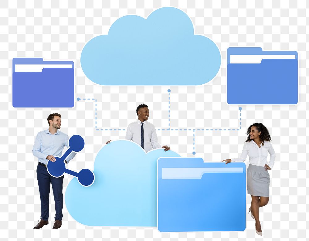 Png Business people and cloud computing icons, transparent background