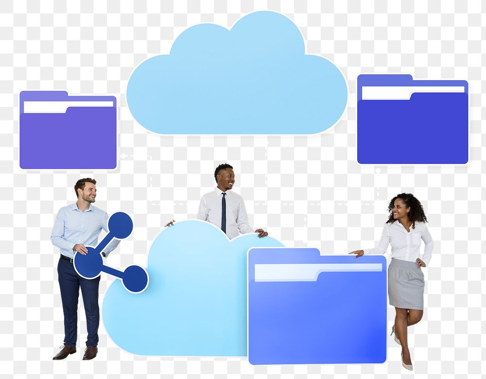 Png Business people and cloud computing icons, transparent background