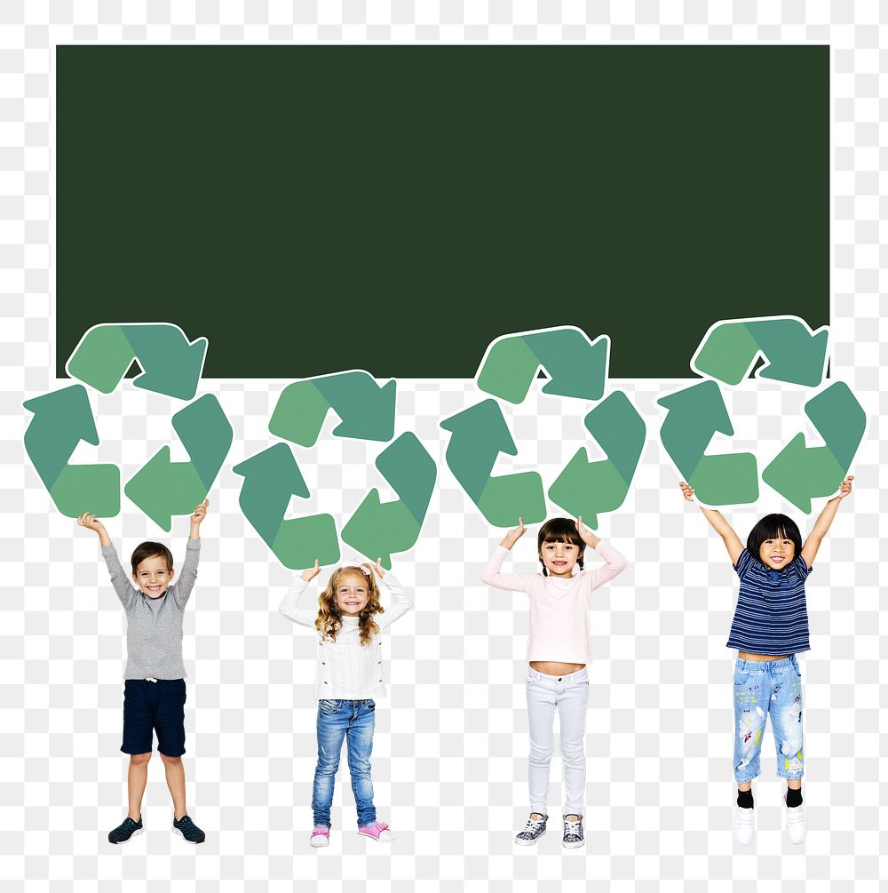Recycling sign png children, transparent background