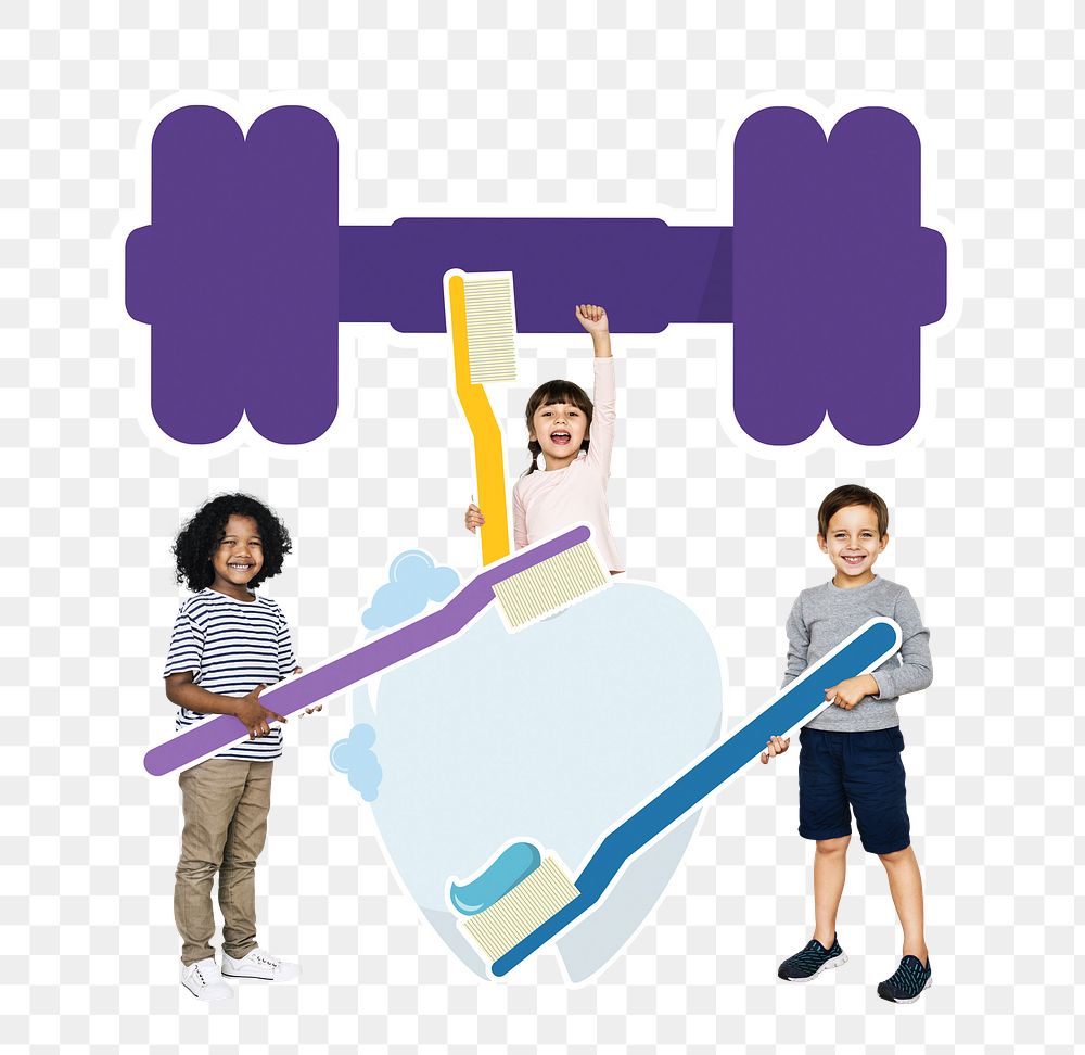 Kids dental care png, transparent background