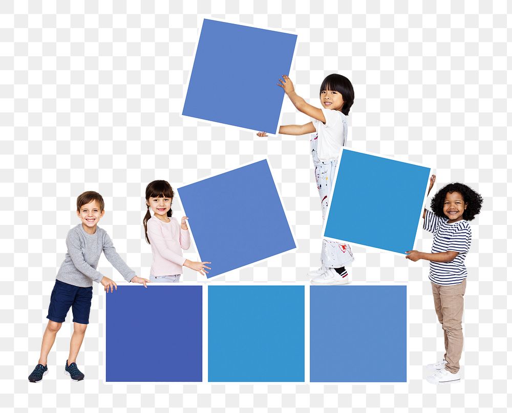 Kids stacking square boards png, transparent background