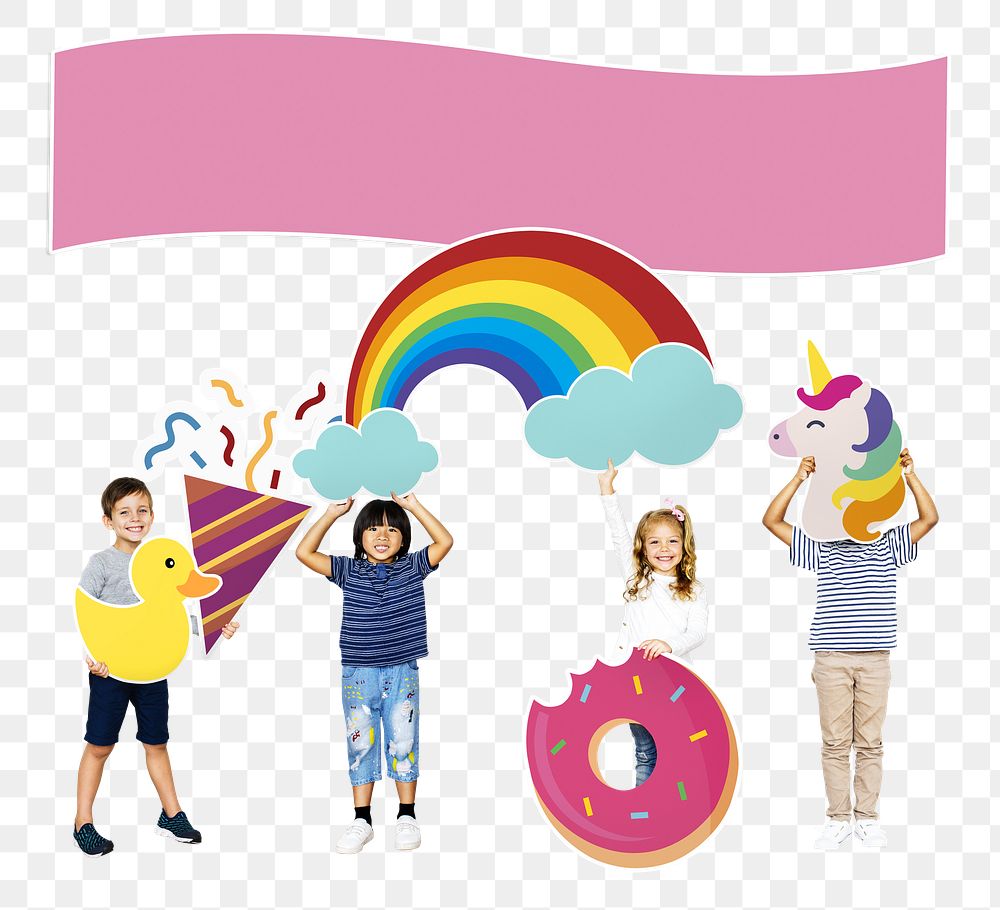 Kids party png, transparent background
