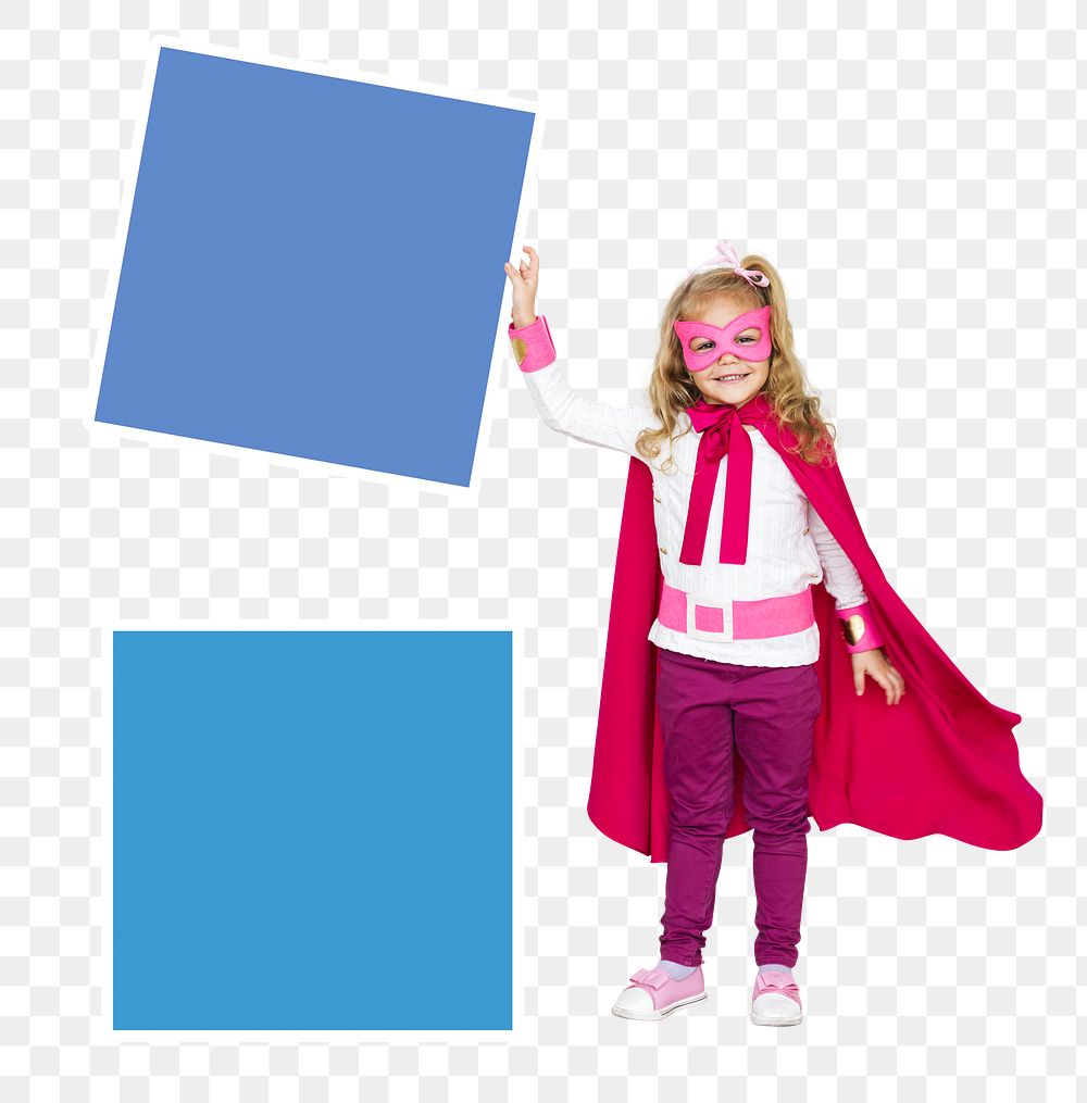 Superhero kids with shapes png, transparent background