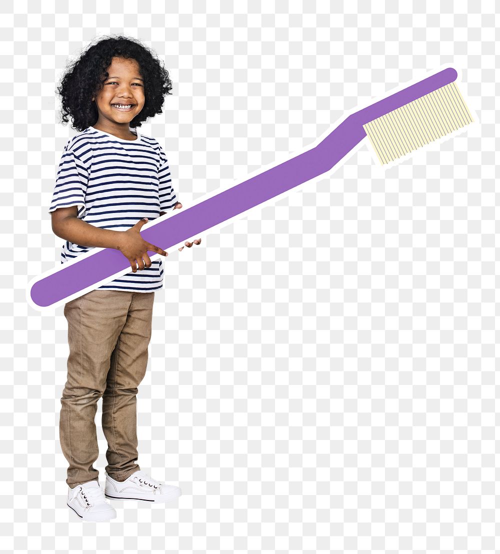 Toothbrush kid png, transparent background