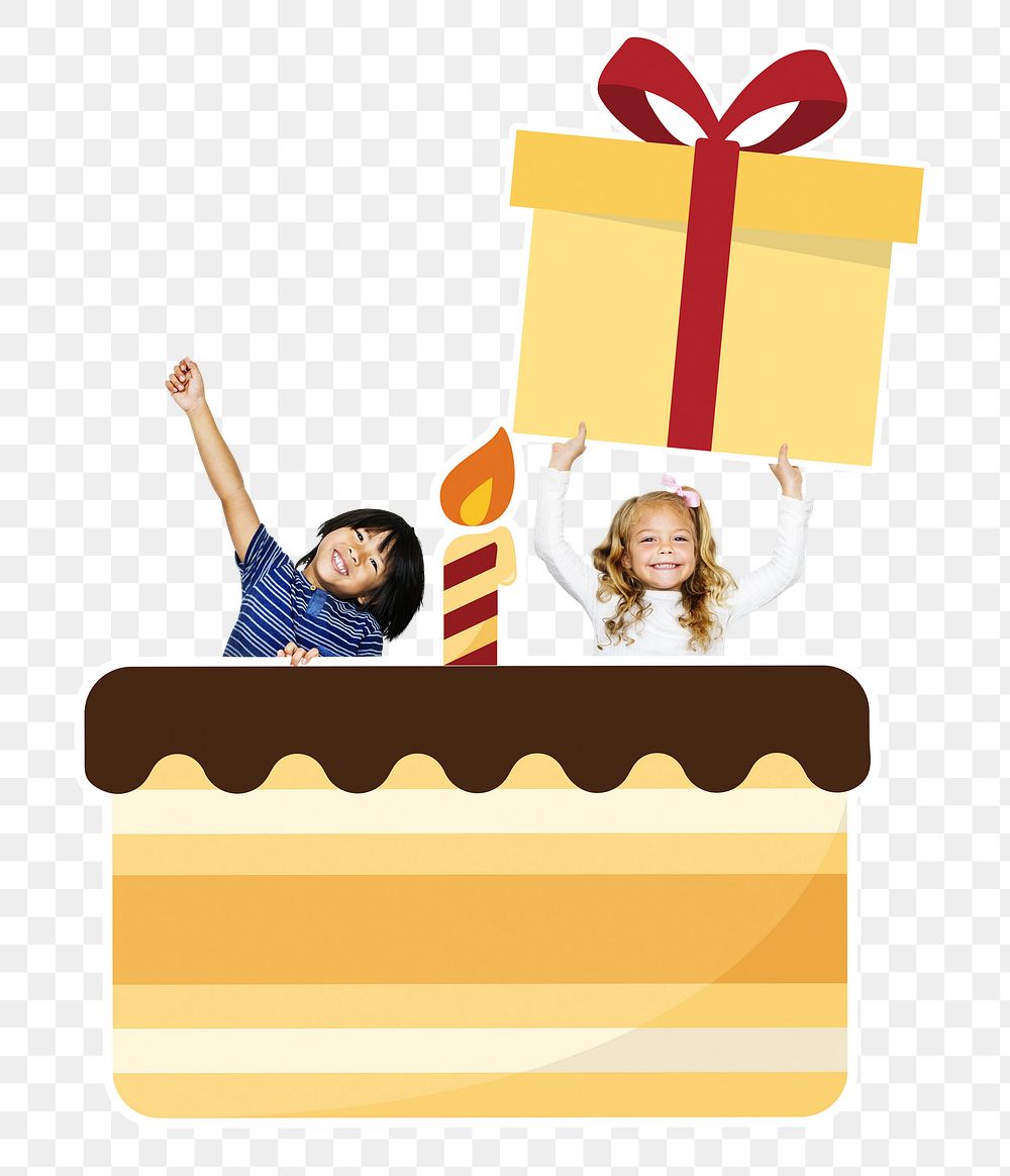 Birthday cake celebration png happy children, transparent background