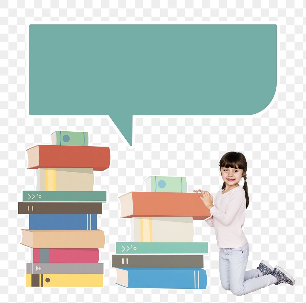 Bookworm kid png, transparent background