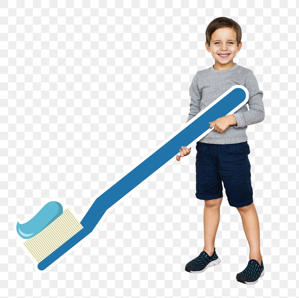 Toothbrush kid png, transparent background