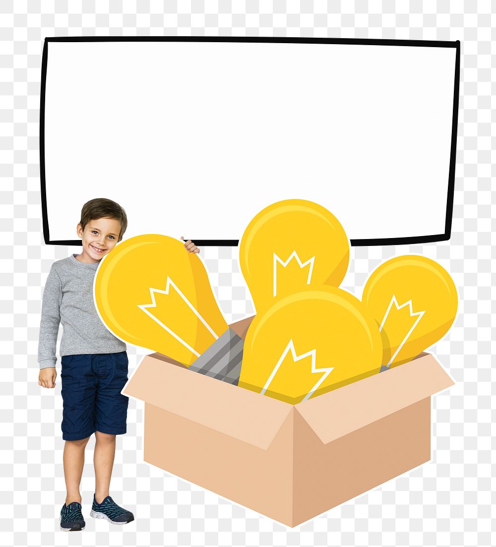 Creative idea kid png, transparent background