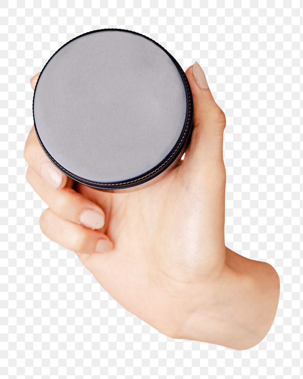 PNG Hand holding face cream jar  , collage element, transparent background