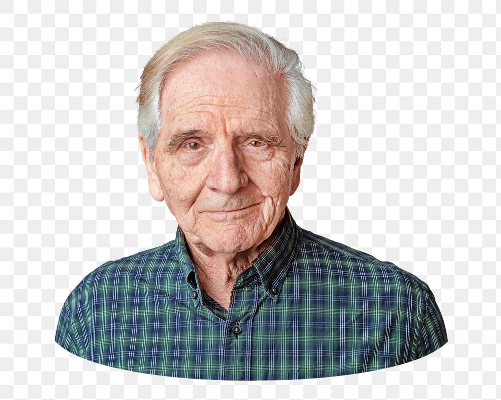 Senior man png portrait, transparent background