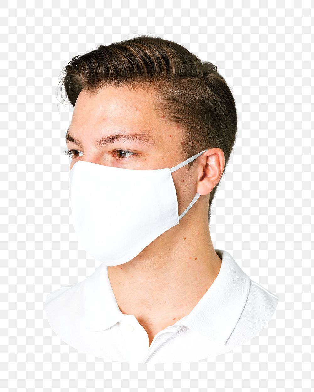 Png man in white mask, transparent background
