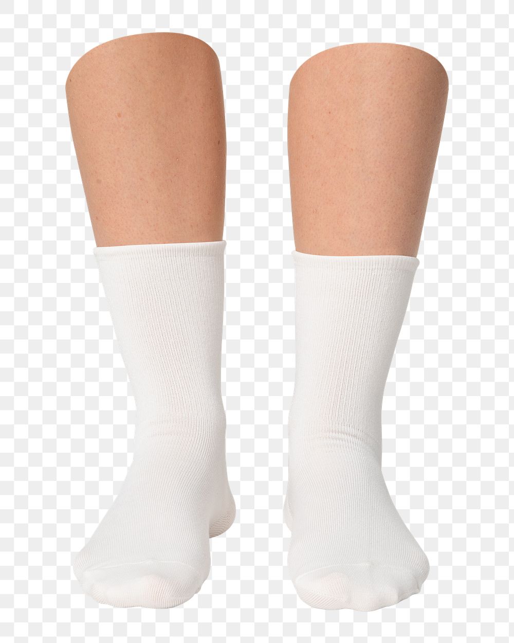 PNG White socks worn in legs collage element, transparent background