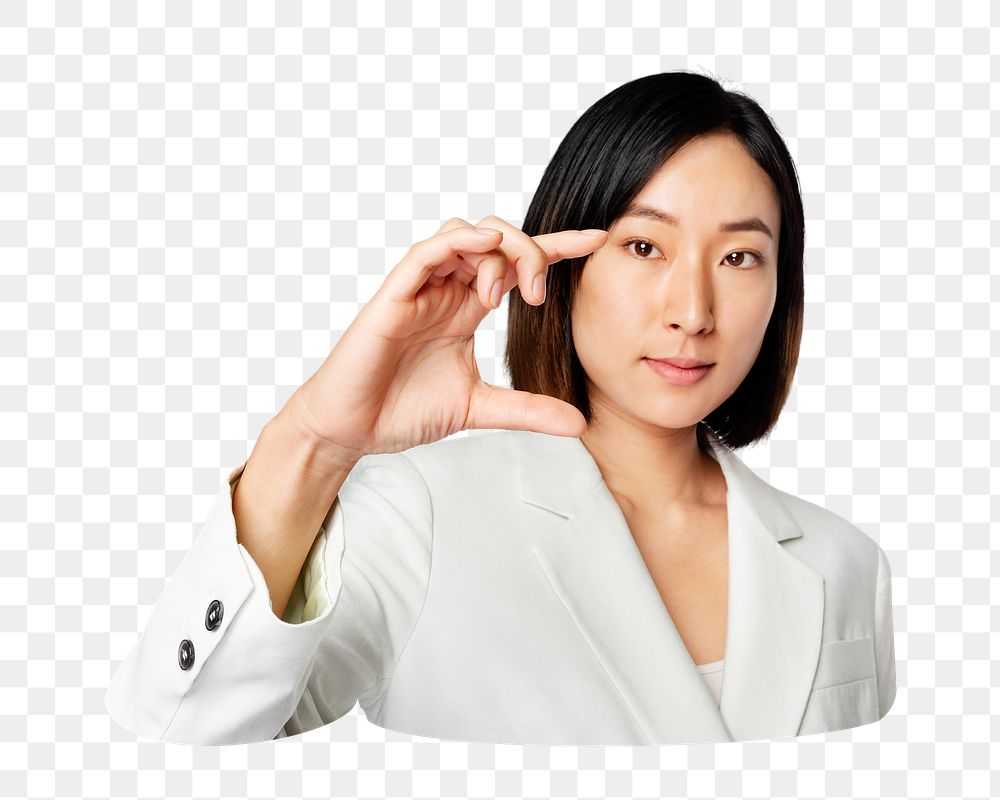 PNG Asian businesswoman touching virtual screen, transparent background