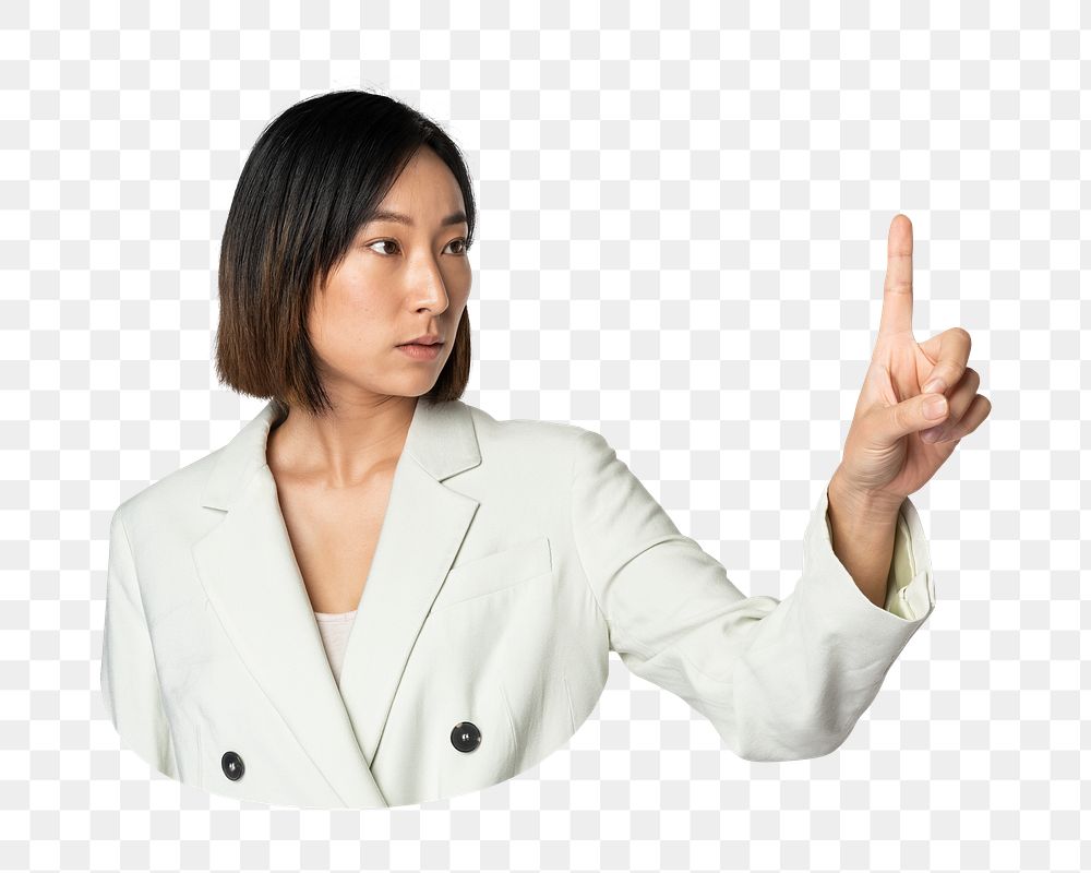 Asian businesswoman png in white formal wear, transparent background