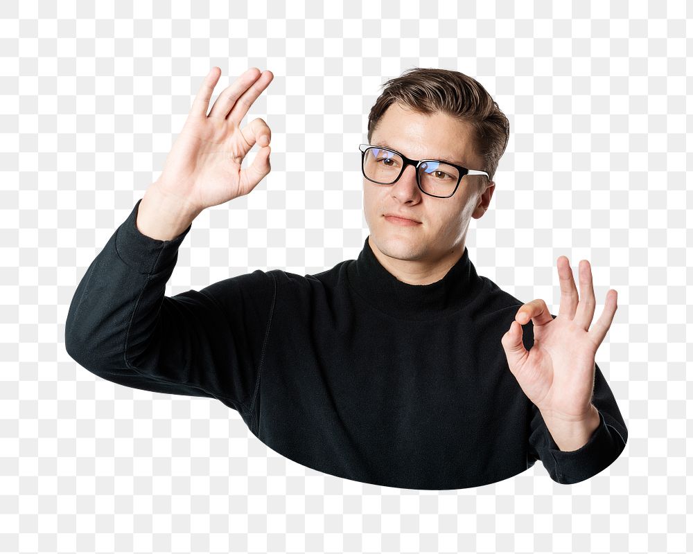 Man png wearing glasses, transparent background