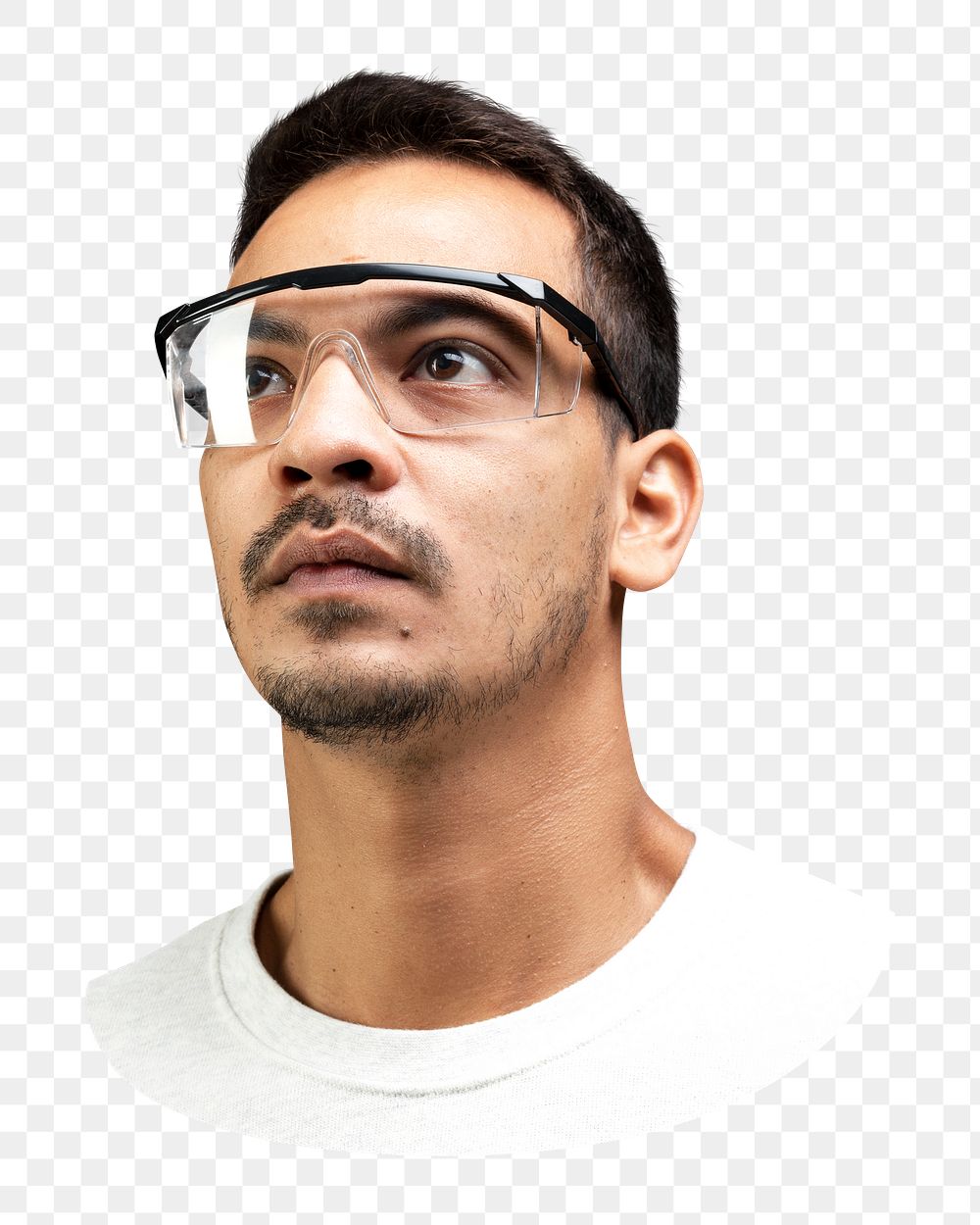 Man with smart glasses png, transparent background
