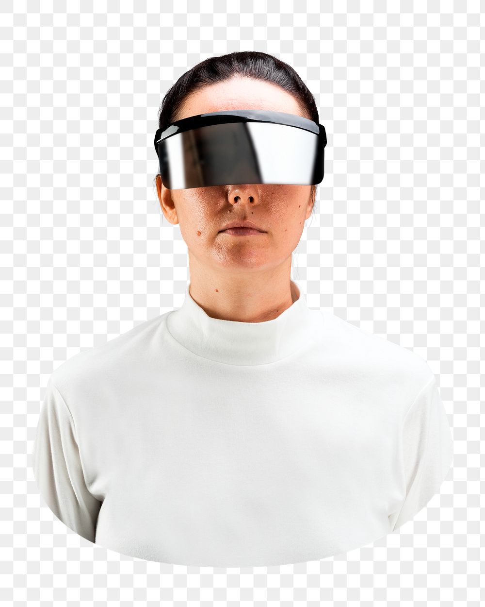 Woman with smart glasses png, transparent background