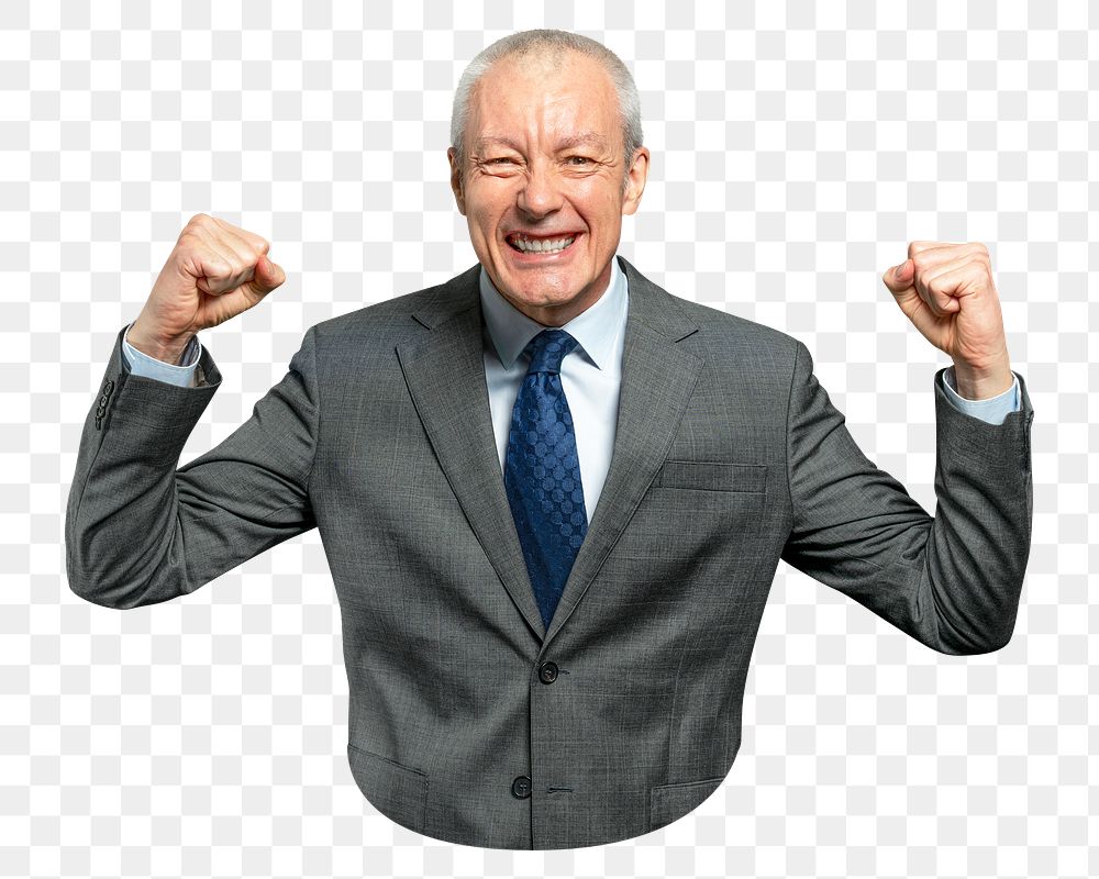 Successful senior businessman png, transparent background