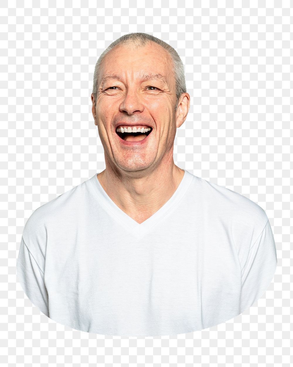 Happy senior man png portrait, transparent background