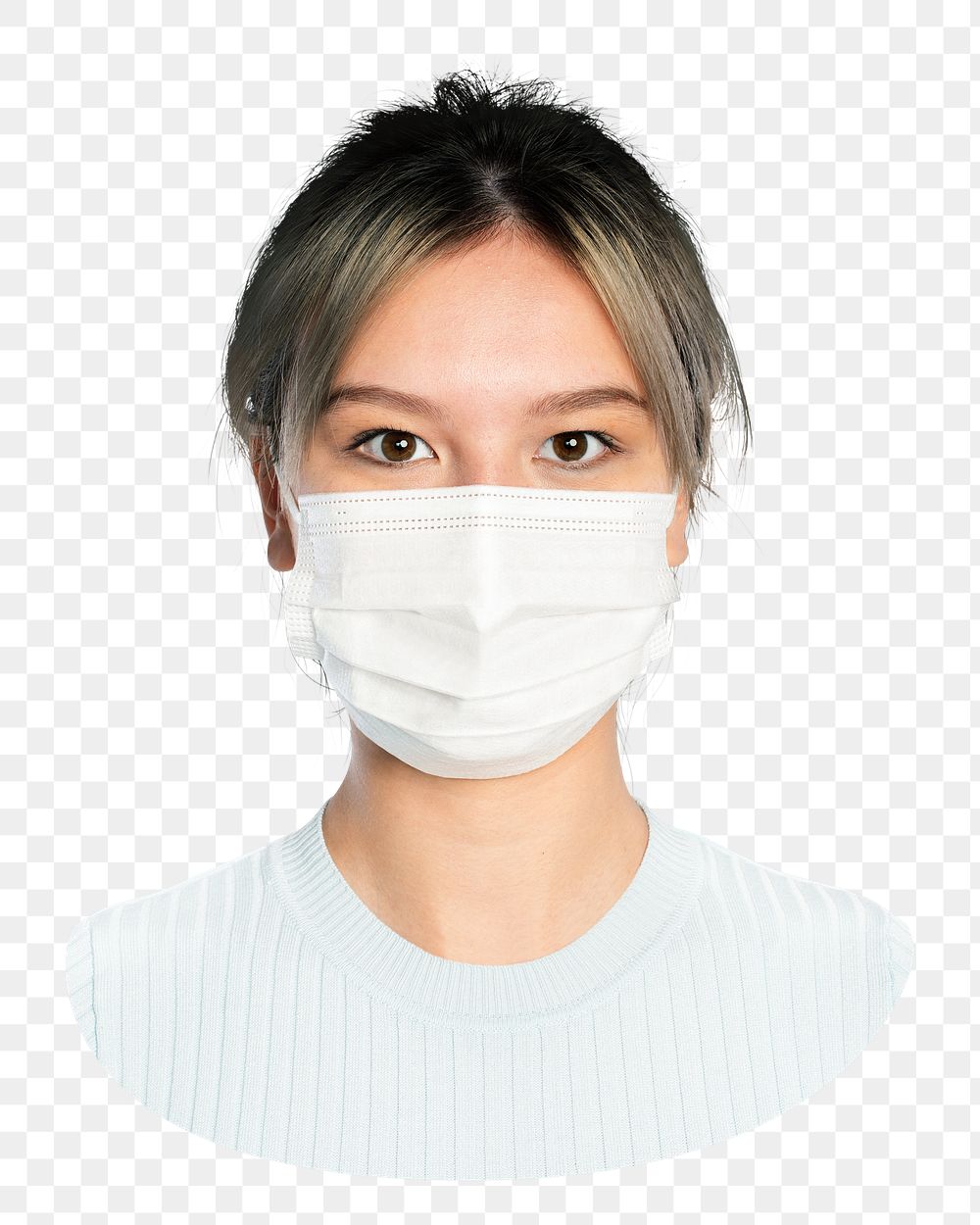 Young woman png wearing a face mask, transparent background