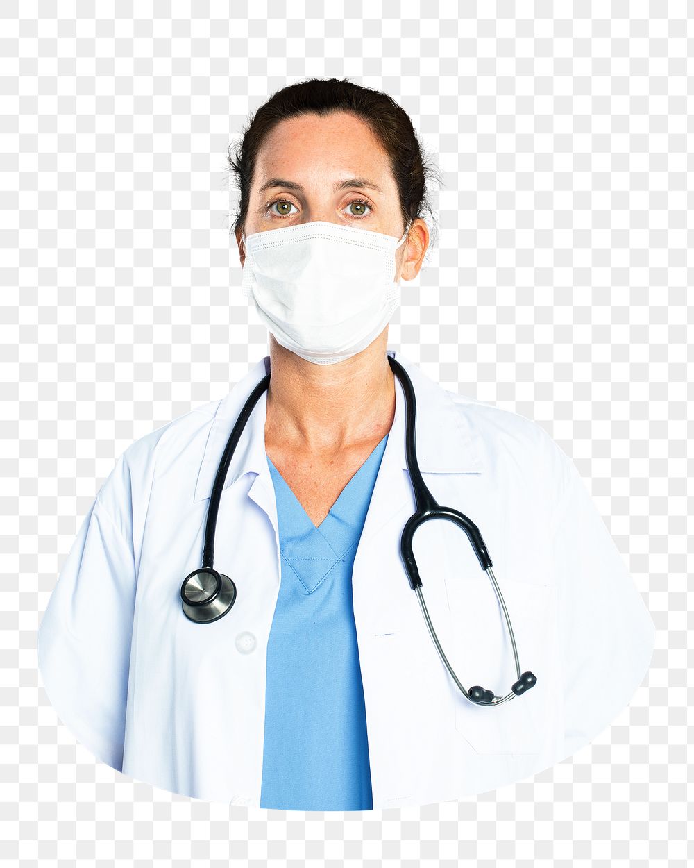 Female doctor png in lab coat with a stethoscope, transparent background