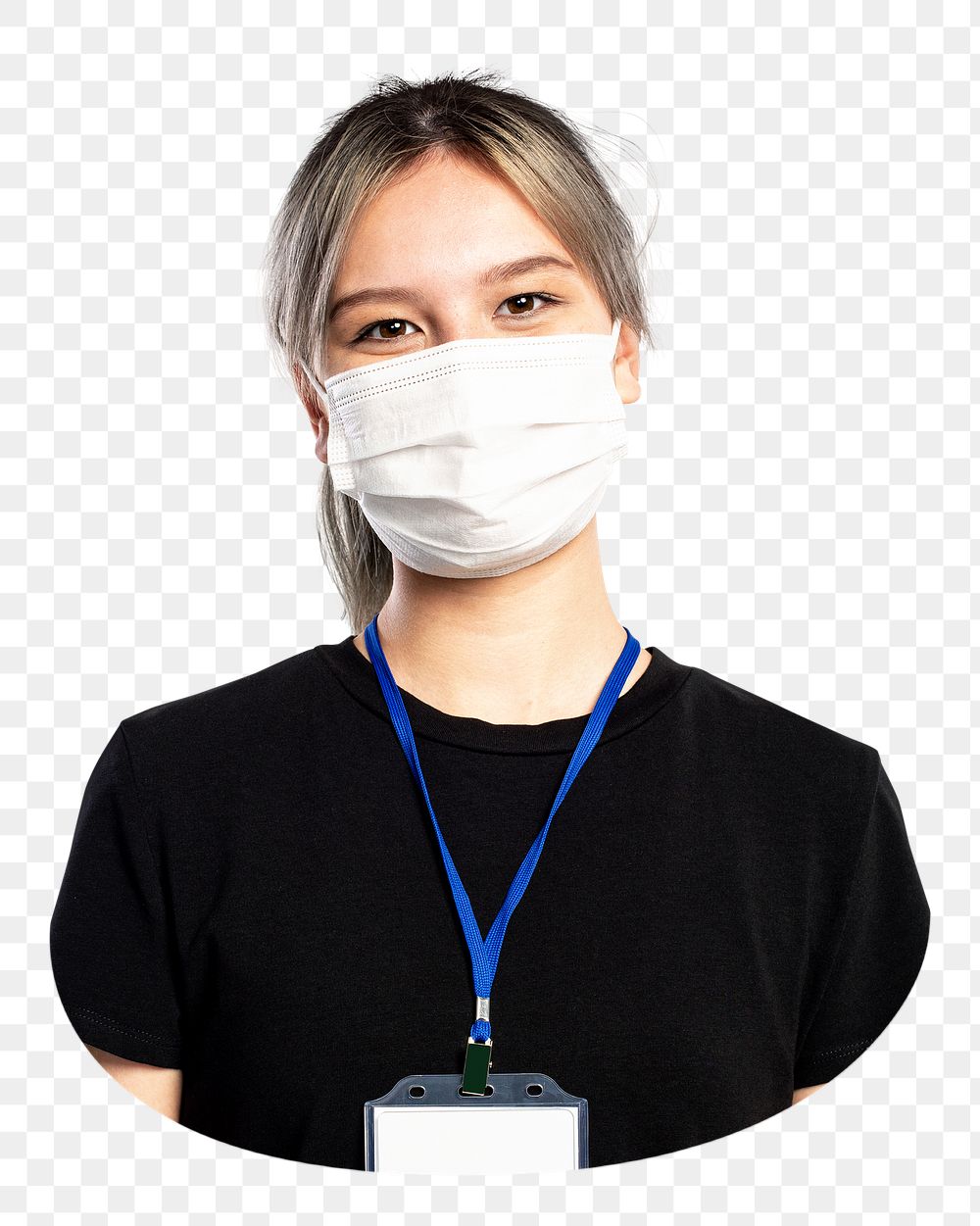Young woman png face mask, transparent background