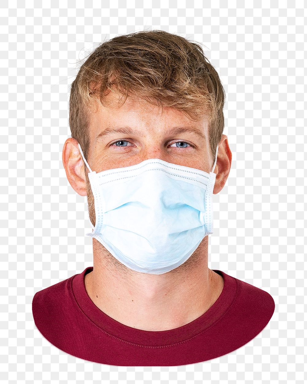 PNG  European man wearing face mask in the new normal, transparent background