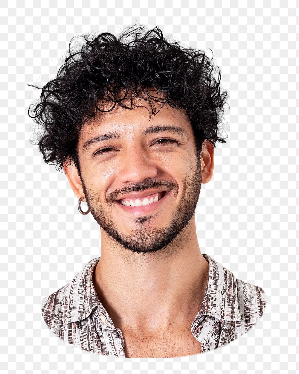 PNG Latin man smiling cheerful expression closeup portrait, transparent background