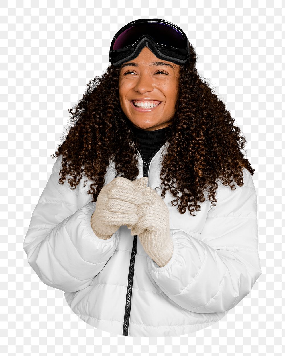 Png woman in winter outfit, transparent background