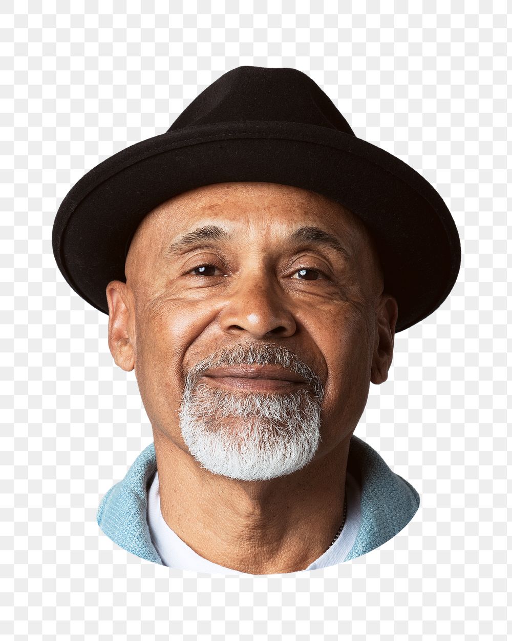 Senior man png wearing bowler hat, transparent background