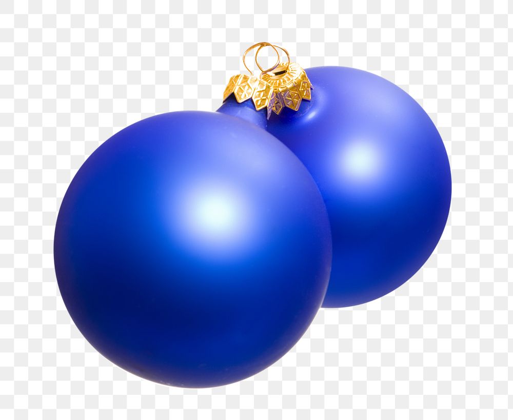 Png blue christmas ball, isolated collage element, transparent background