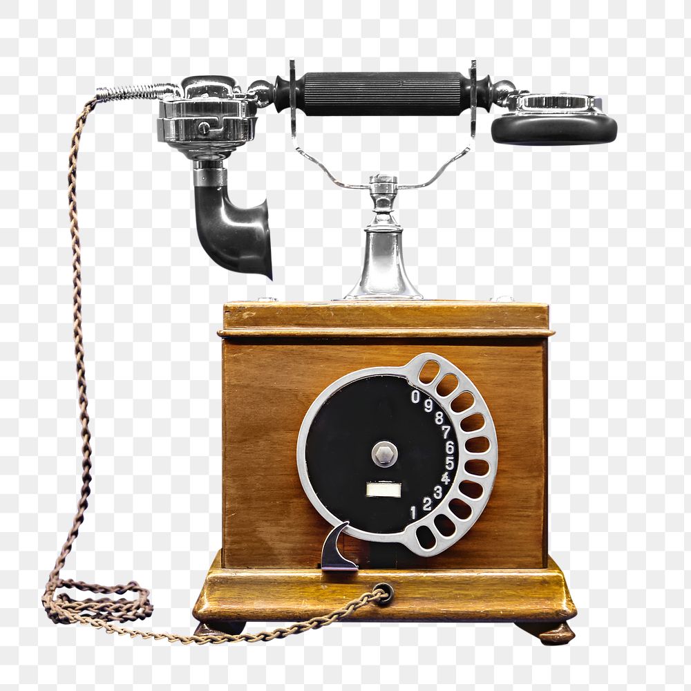 Png antique phone, isolated object, transparent background