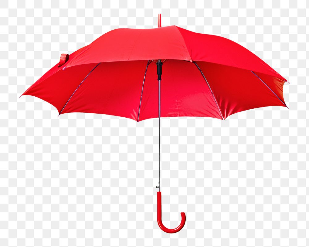 Png red umbrella, isolated object, transparent background