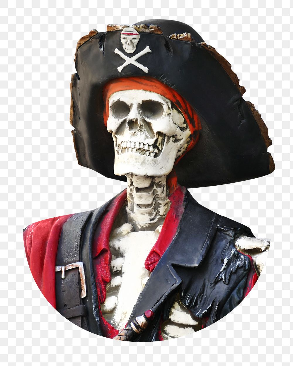 Png pirate skeleton, isolated object, transparent background